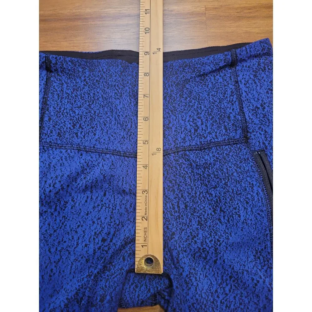 Lululemon Rush Hour 21 Crop Leggings Sapphire Blue Black Spray Jacquard Mesh 4